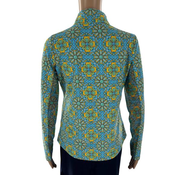 IBKUL Scarlet Turquoise Floral Print Quarter Zip Long Sleeve Top - Picture 8 of 12